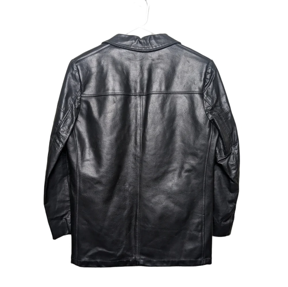 Vintage Leather Shop Sears Black Genuine Mens Jacket Coat Removable Lining 38 R
